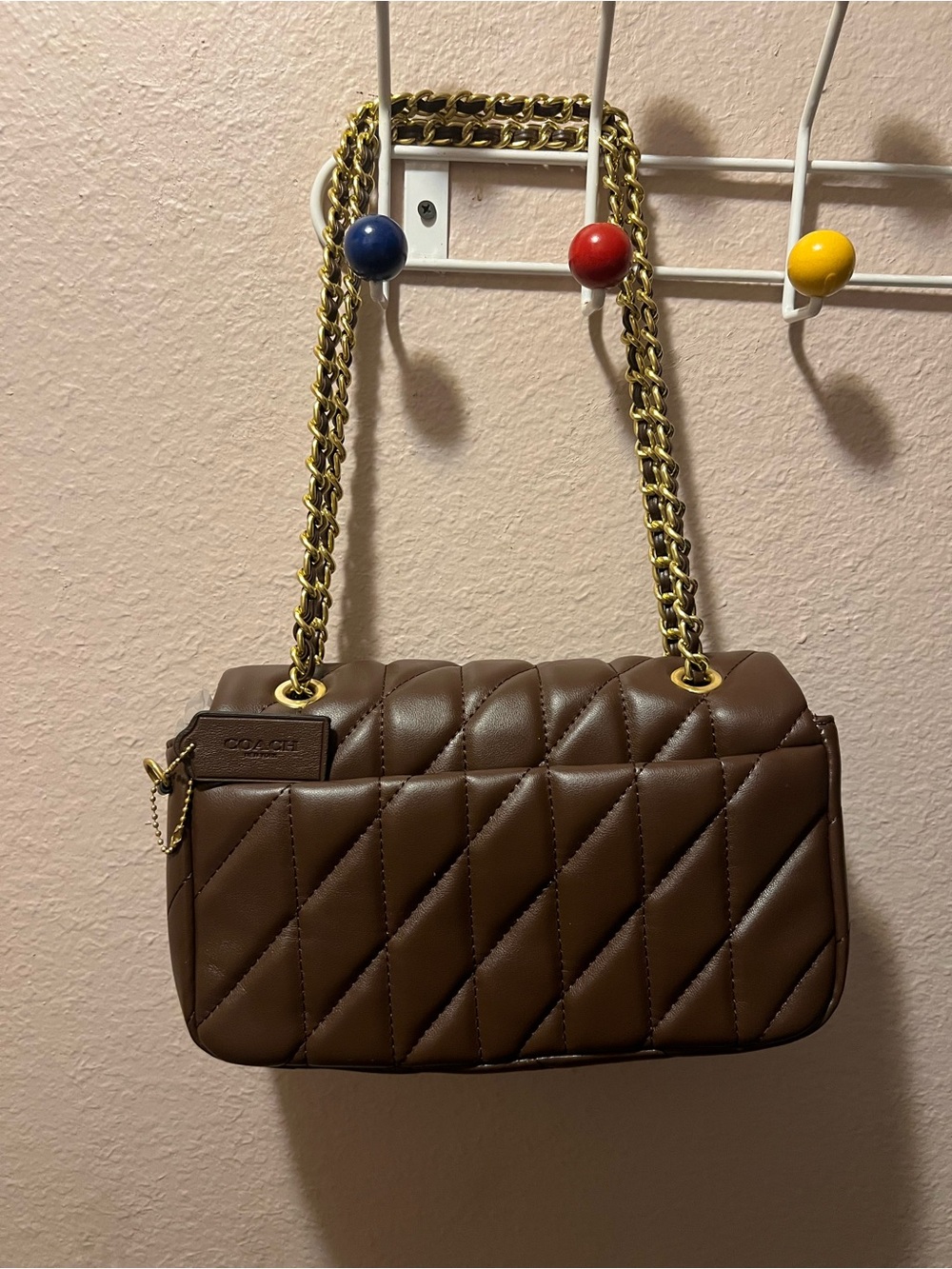 Coach Quilted Shoulder Bag in Brown with Gold Hardware - Picture 2 of 3
